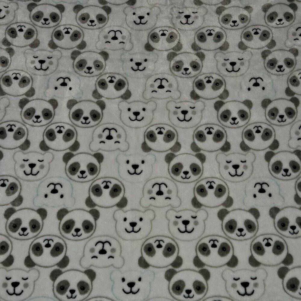 Baby Starters Baby Blanket Panda Bear Polar Bear Heads Gray White Blue 30" x 36" - Picture 4 of 5